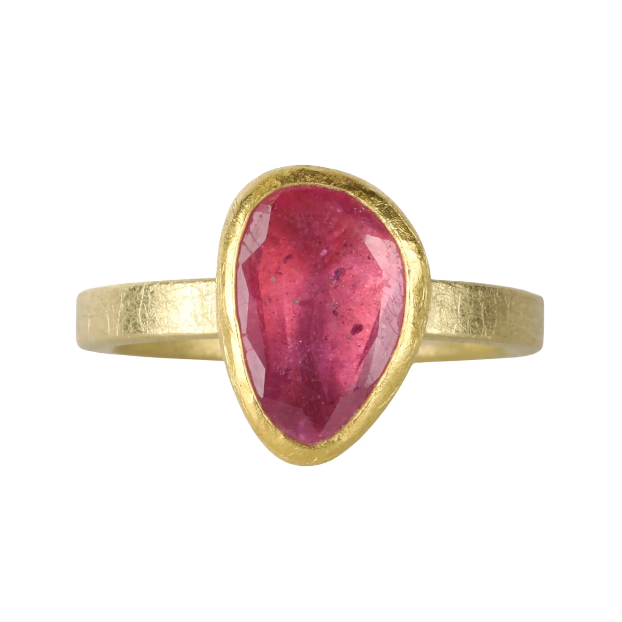 22K & 18K Gold Irregular Faceted Pink Sapphire Ring