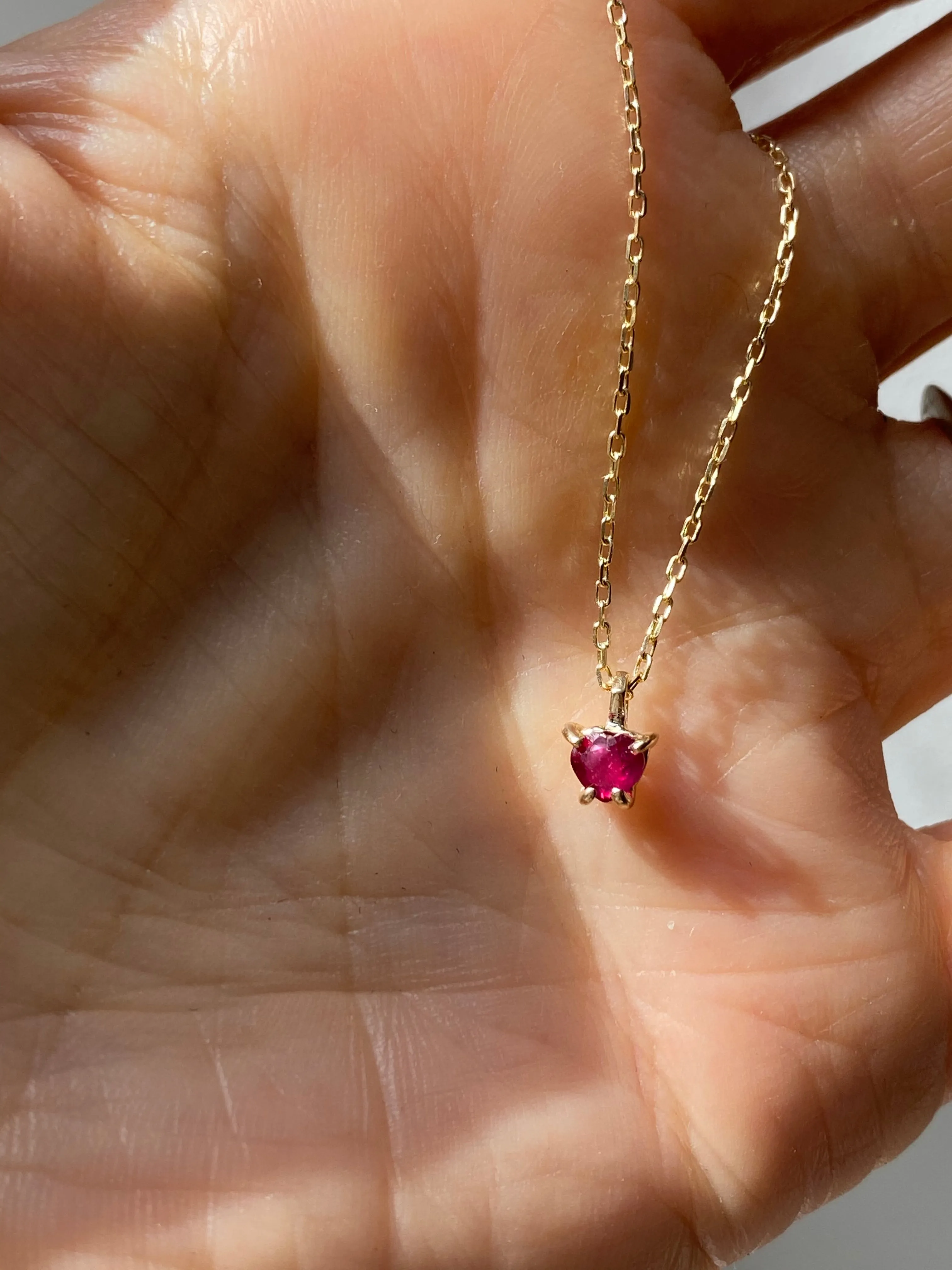 .25 Carat Ruby Heart cut gem necklace