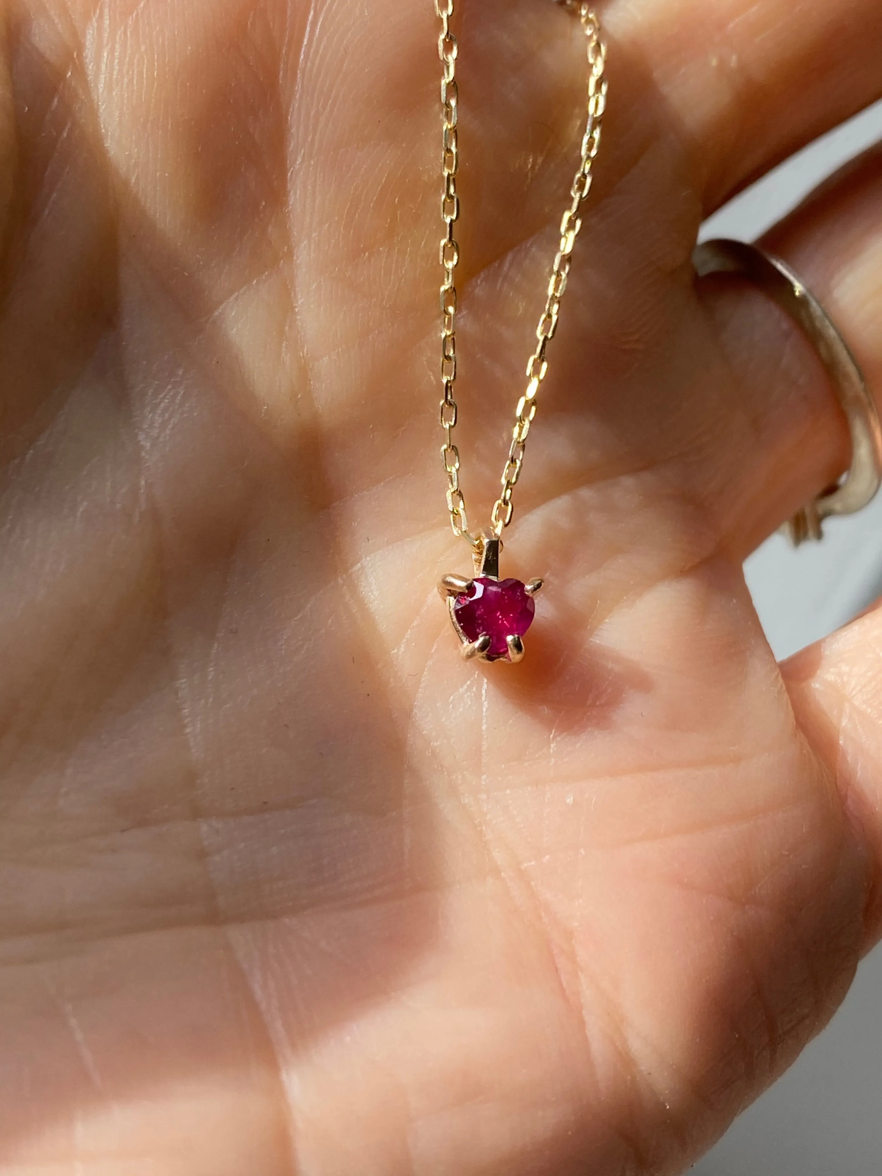 .25 Carat Ruby Heart cut gem necklace