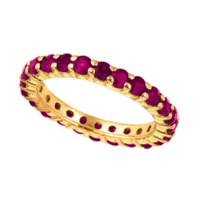 2.80 Carat Natural Ruby Eternity Band Ring 14K Yellow Gold