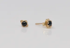 3 MM BLACK SAPPHIRE STUD EARRINGS