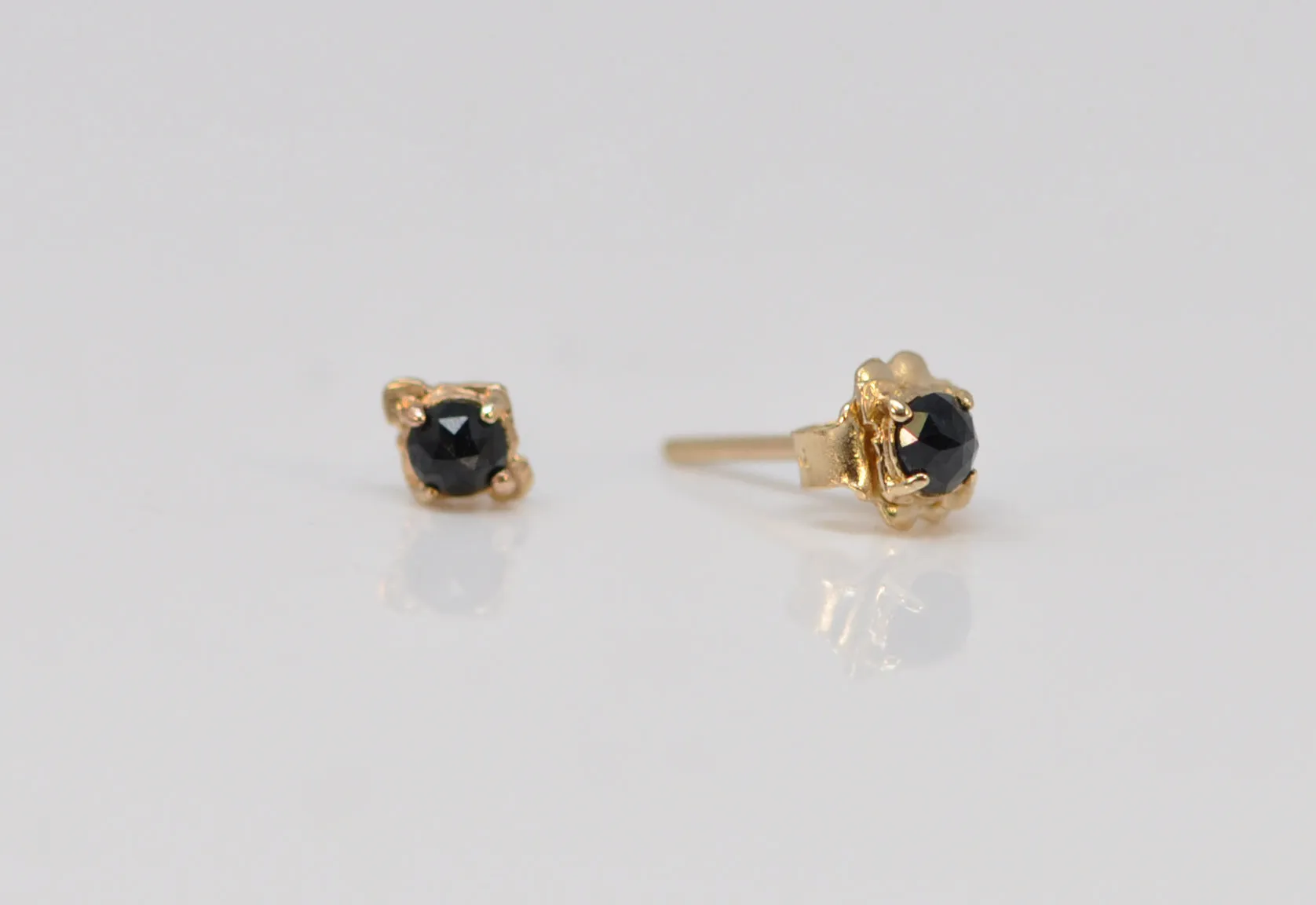 3 MM BLACK SAPPHIRE STUD EARRINGS