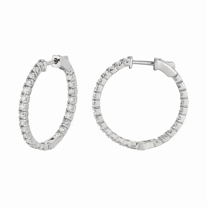 3 POINTER DIAMOND HOOP EARRINGS 14K GOLD (1.55 CTW)