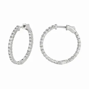 3 POINTER DIAMOND HOOP EARRINGS 14K GOLD (1.55 CTW)