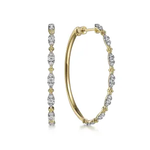 40mm Intricate Diamond Station Hoop Earrings
