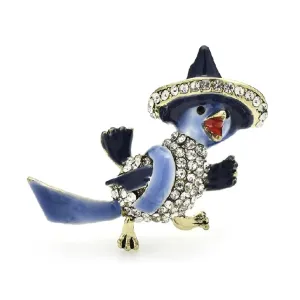 4.2cm Mexican Hat Wearing Bird Duck Brooches Pin Backed Unisex Crystal Adorned Party Corsage Wear