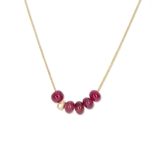 5-Ruby Bead Necklace
