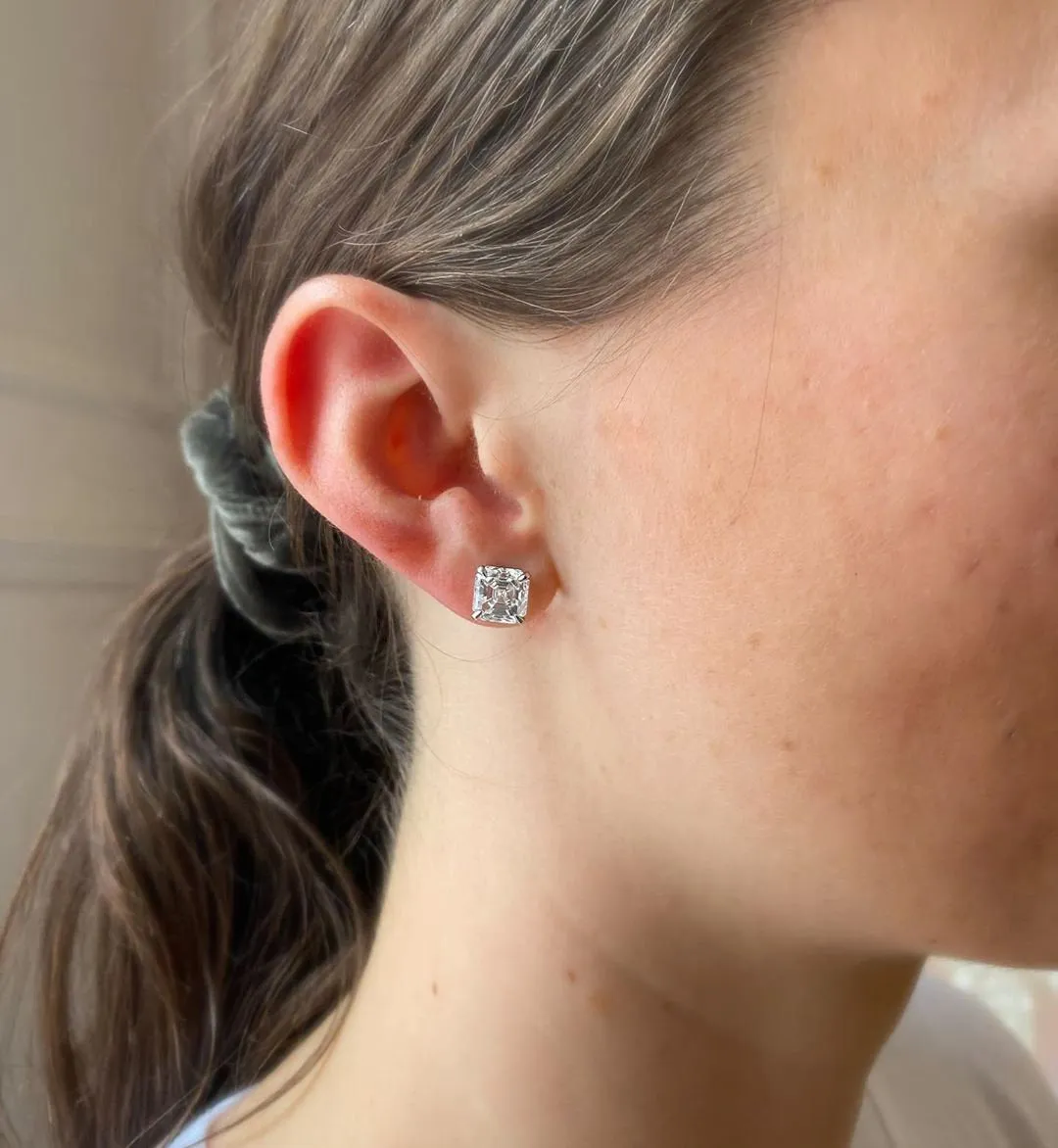 6.06ctw Asscher Cut Colorless Moissanite Stud Earrings white gold unique Diamond Wedding Earrings for women Cluster Anniversary Gift