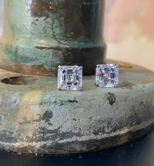 6.06ctw Asscher Cut Colorless Moissanite Stud Earrings white gold unique Diamond Wedding Earrings for women Cluster Anniversary Gift