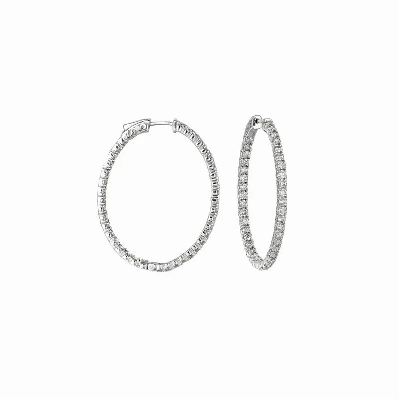 7 POINTER OVAL HOOP EARRINGS 14K GOLD (5.46 CTW)