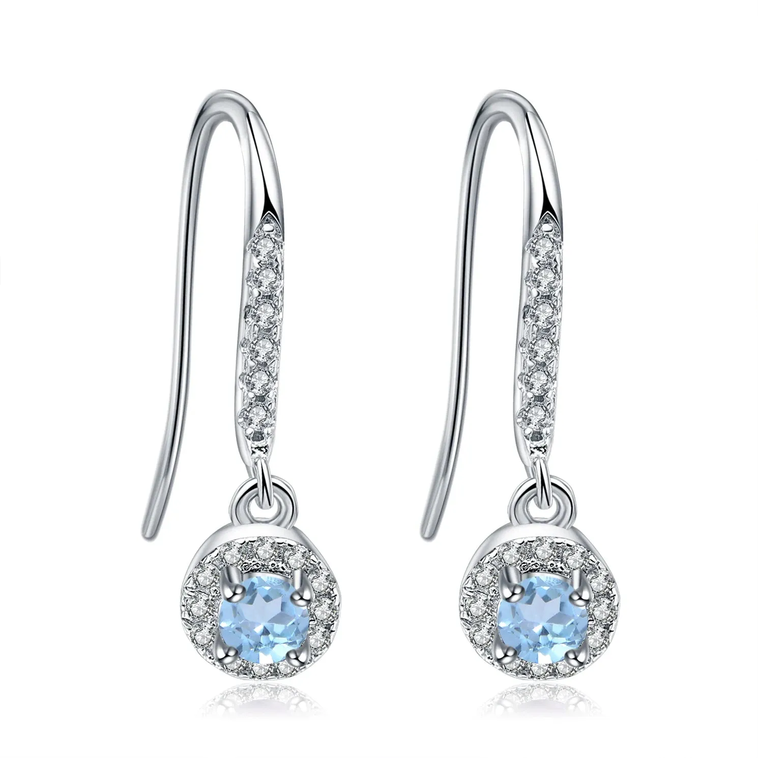 925 Sterling Silver Fish Hook Drop Earrings with Natural Blue Sapphire – Birthstone Fine Jewelry