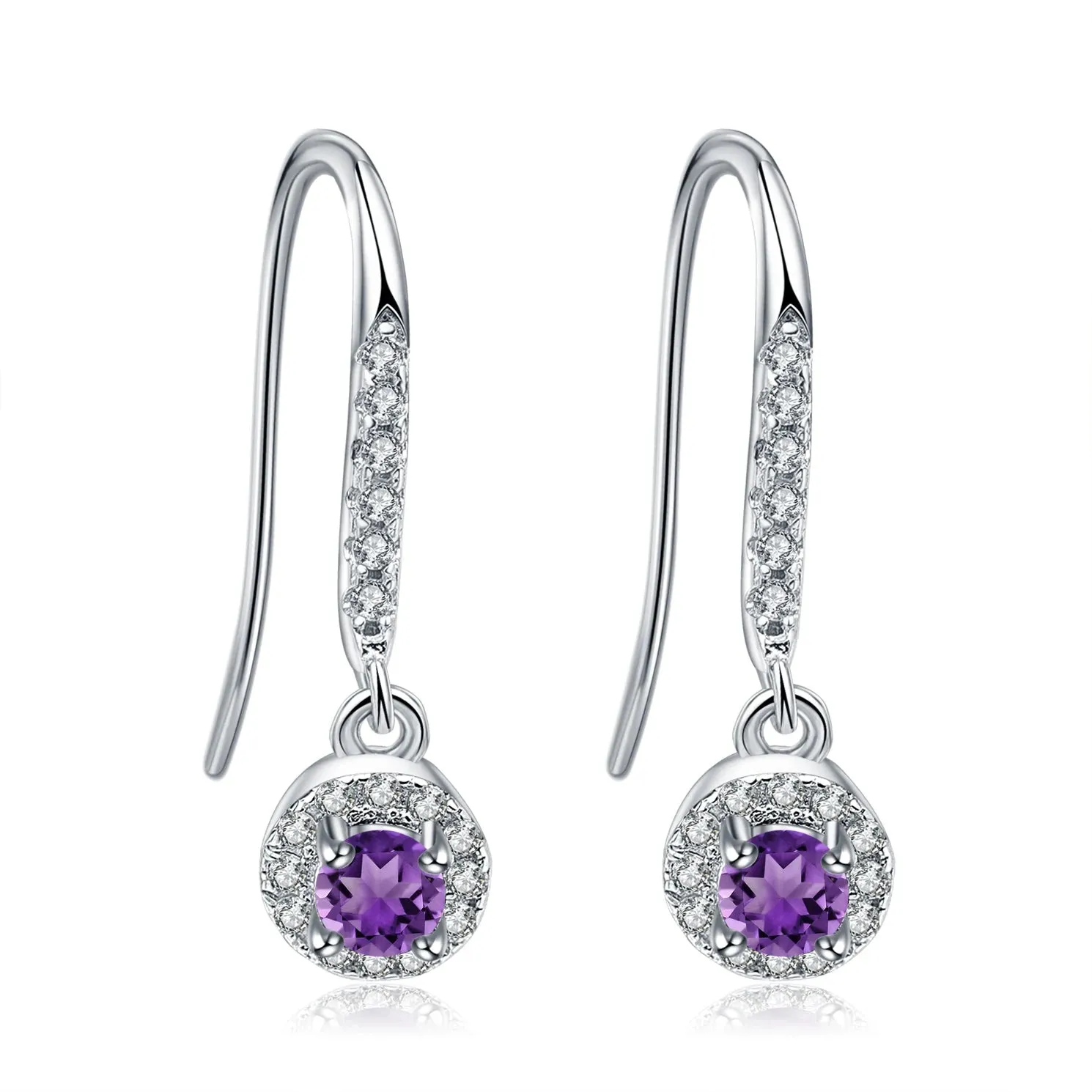 925 Sterling Silver Fish Hook Drop Earrings with Natural Blue Sapphire – Birthstone Fine Jewelry