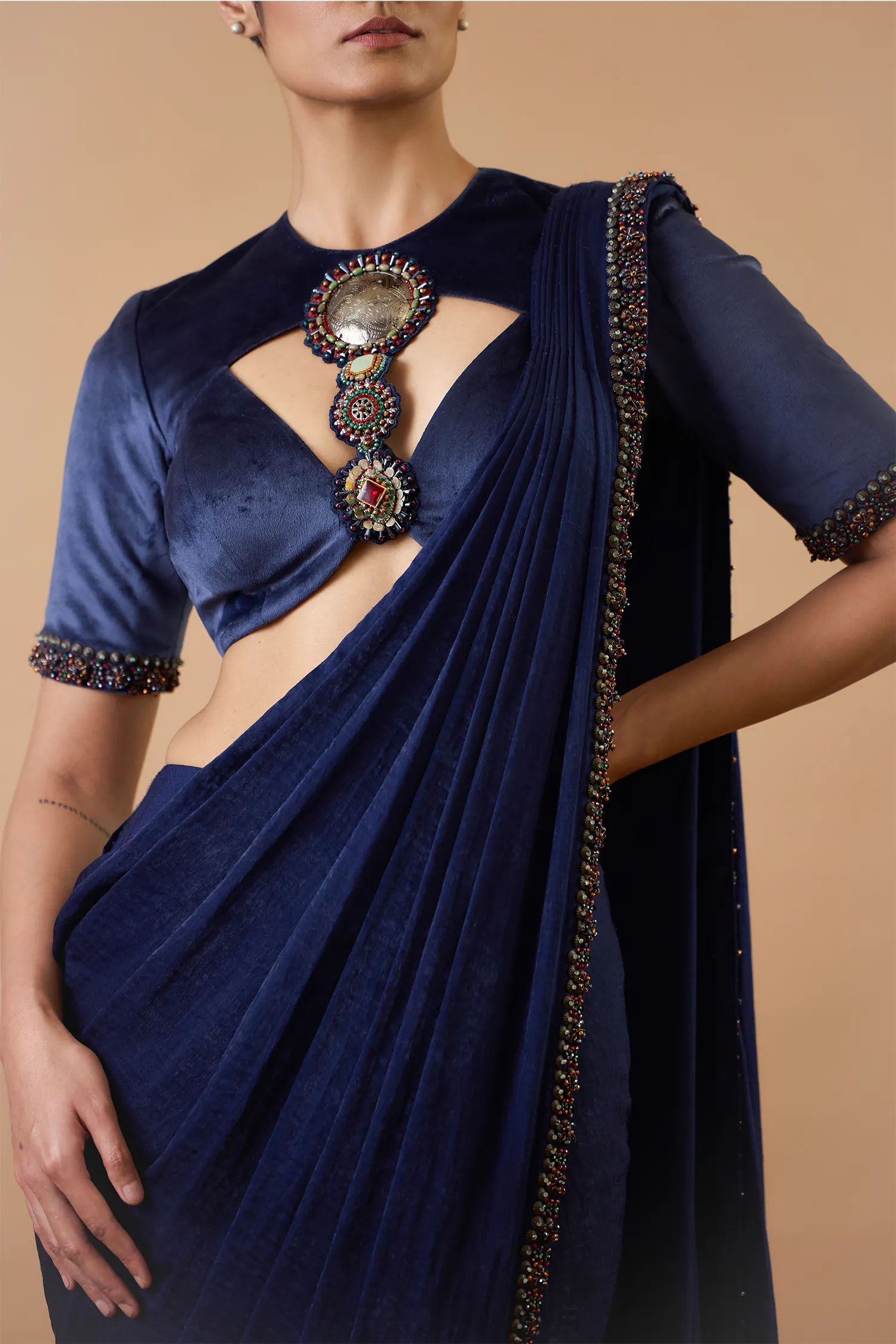 Adaa Navy Blue Saree