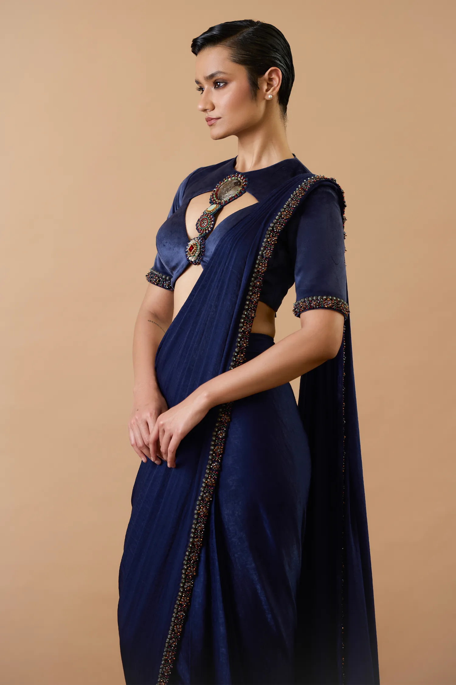 Adaa Navy Blue Saree