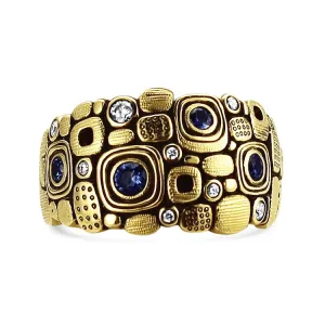 Alex Sepkus Little Windows 18k Yellow Gold Sapphire Ring