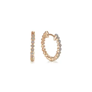 Alternating Square & Round Diamond Huggie Earrings