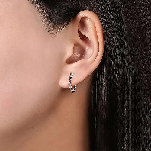 Alternating Square & Round Diamond Huggie Earrings
