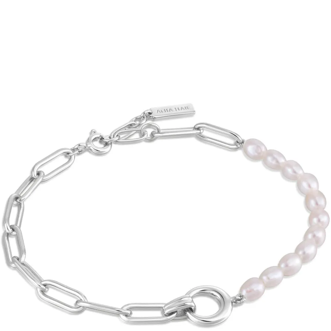 Ania Haie Pearl Chunky Link Silver Bracelet