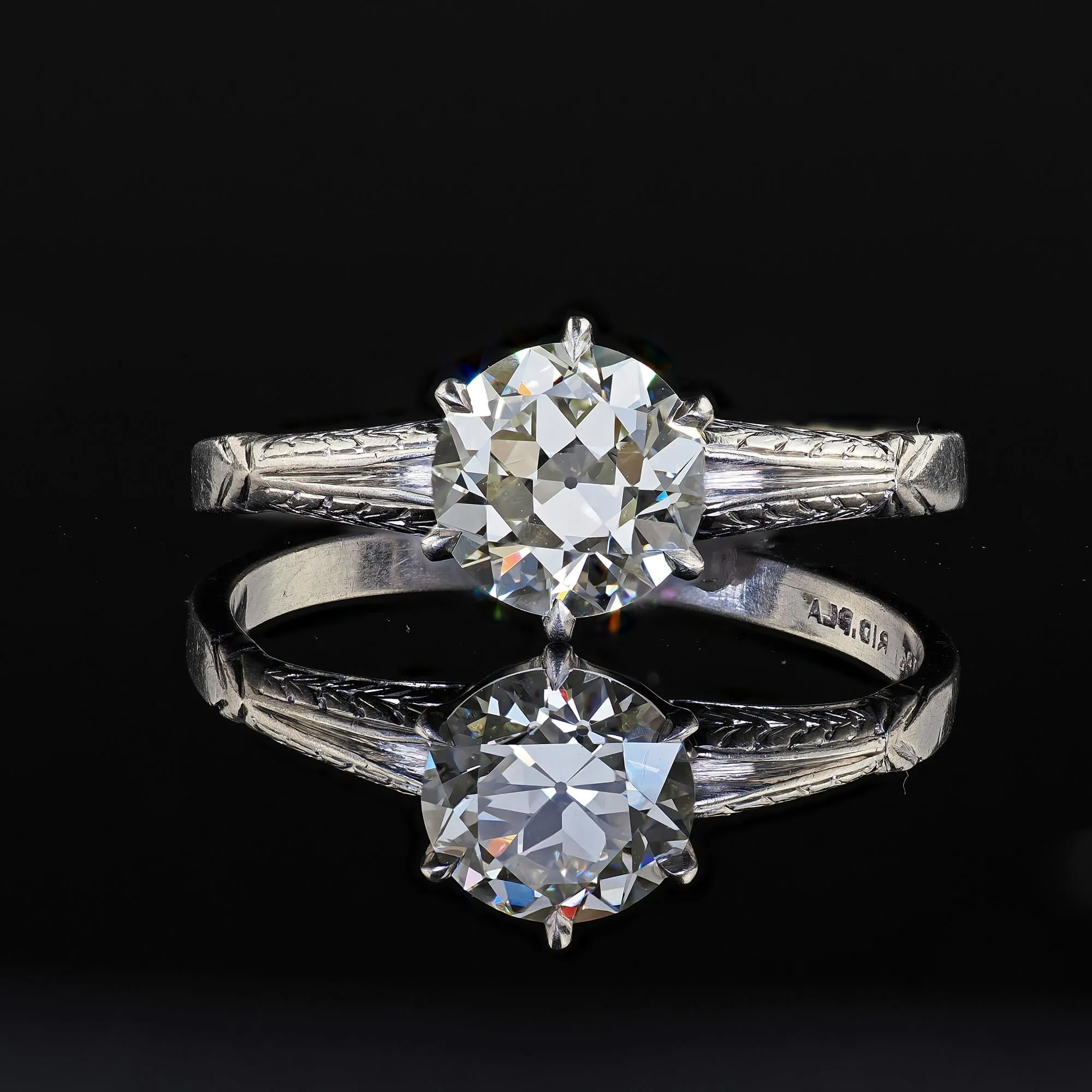 Antique Art Deco Platinum Old Euro Diamond Solitaire Engagement Ring - GIA