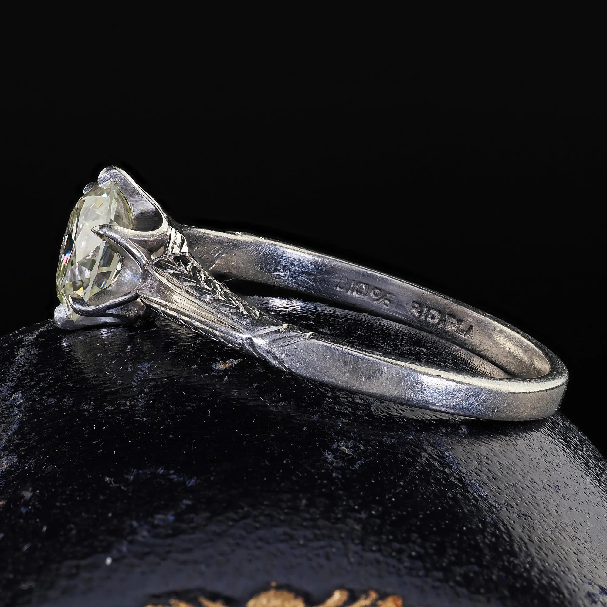 Antique Art Deco Platinum Old Euro Diamond Solitaire Engagement Ring - GIA
