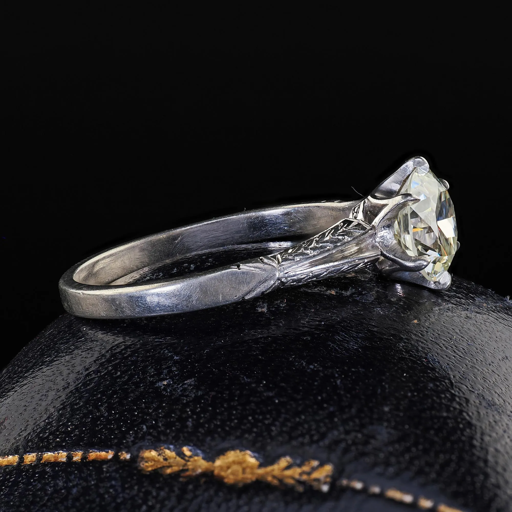 Antique Art Deco Platinum Old Euro Diamond Solitaire Engagement Ring - GIA