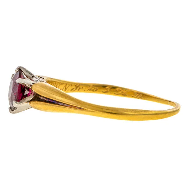 Antique Garnet Solitaire Ring