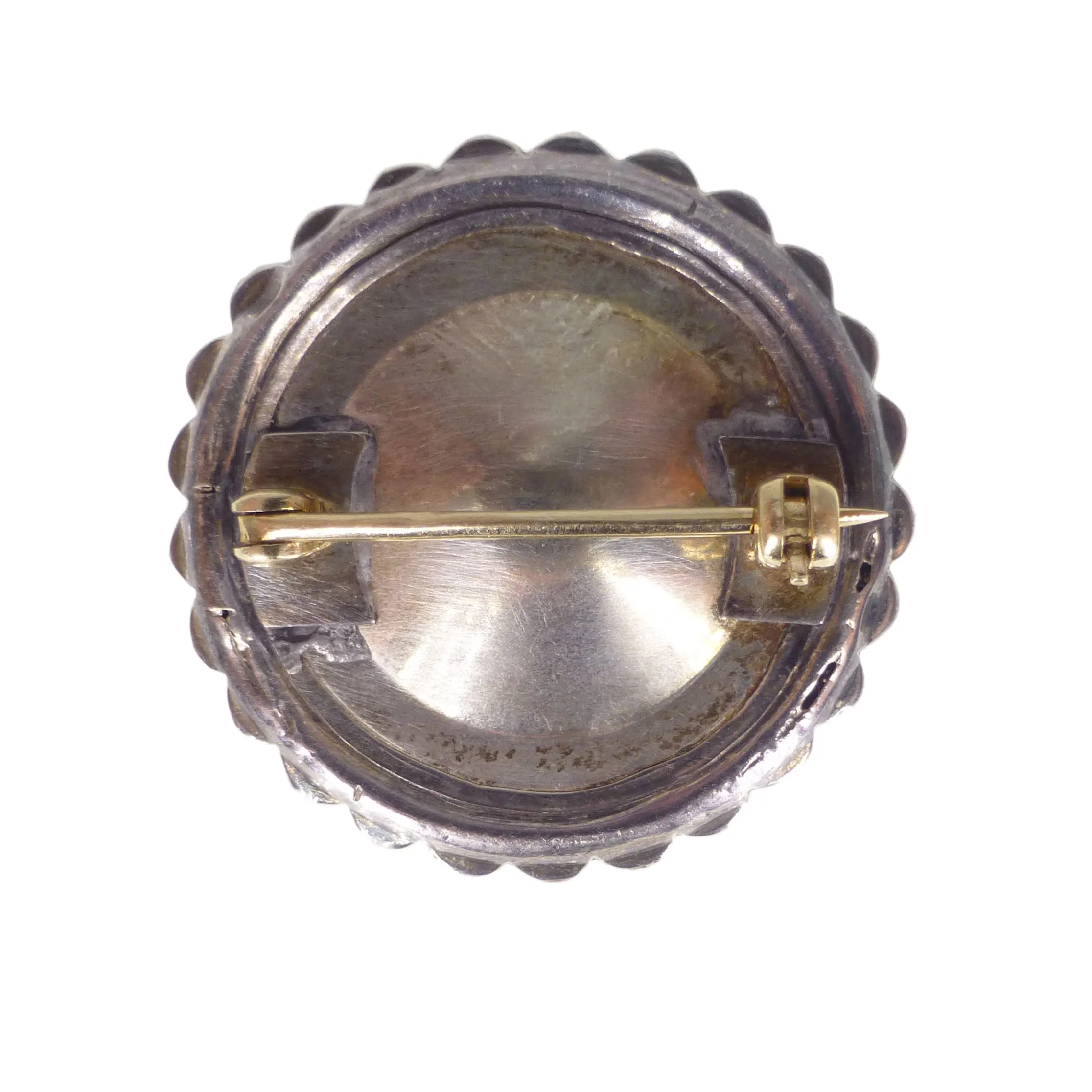 Antique Georgian Black Dot Paste Floral Brooch