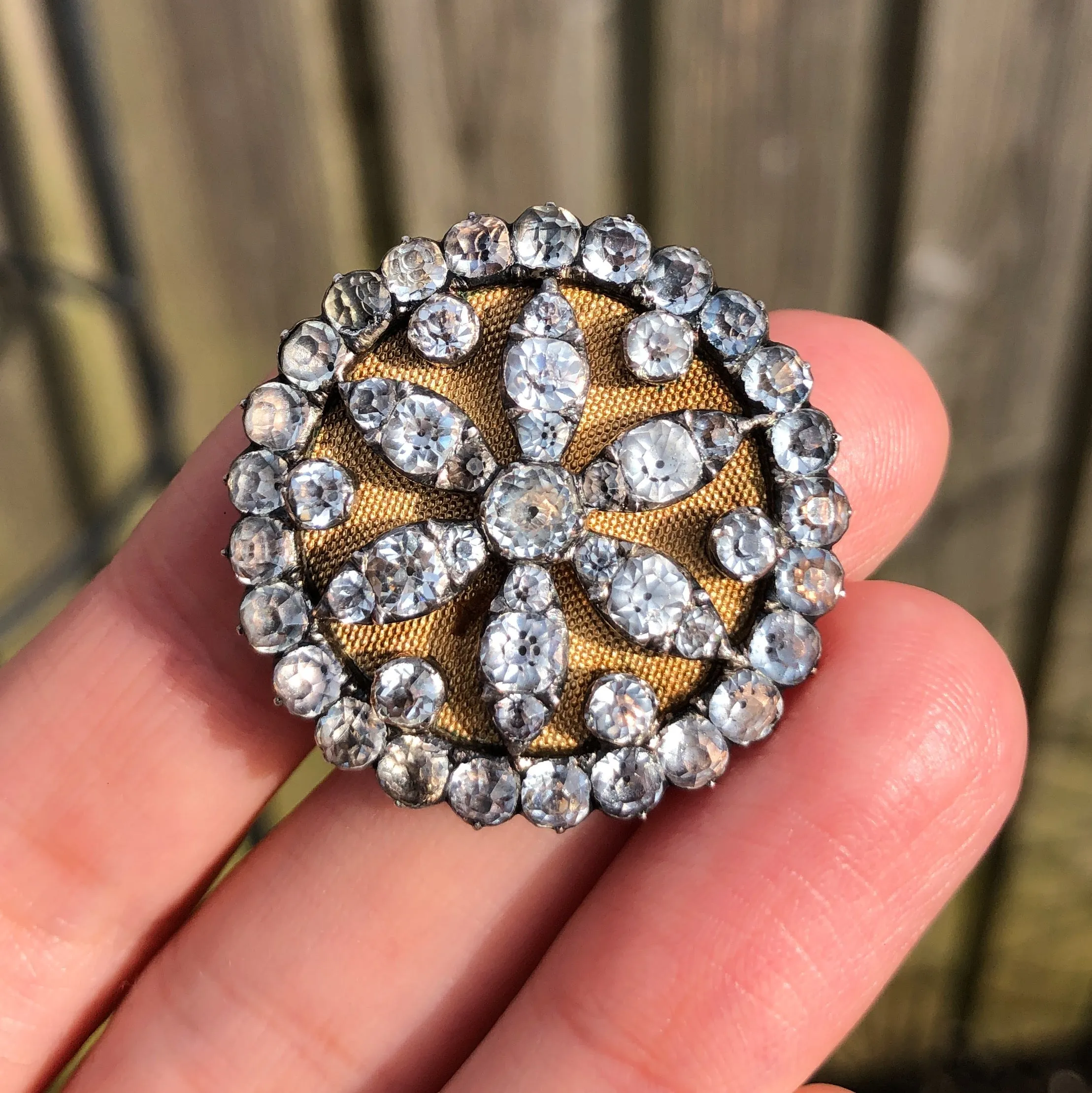 Antique Georgian Black Dot Paste Floral Brooch