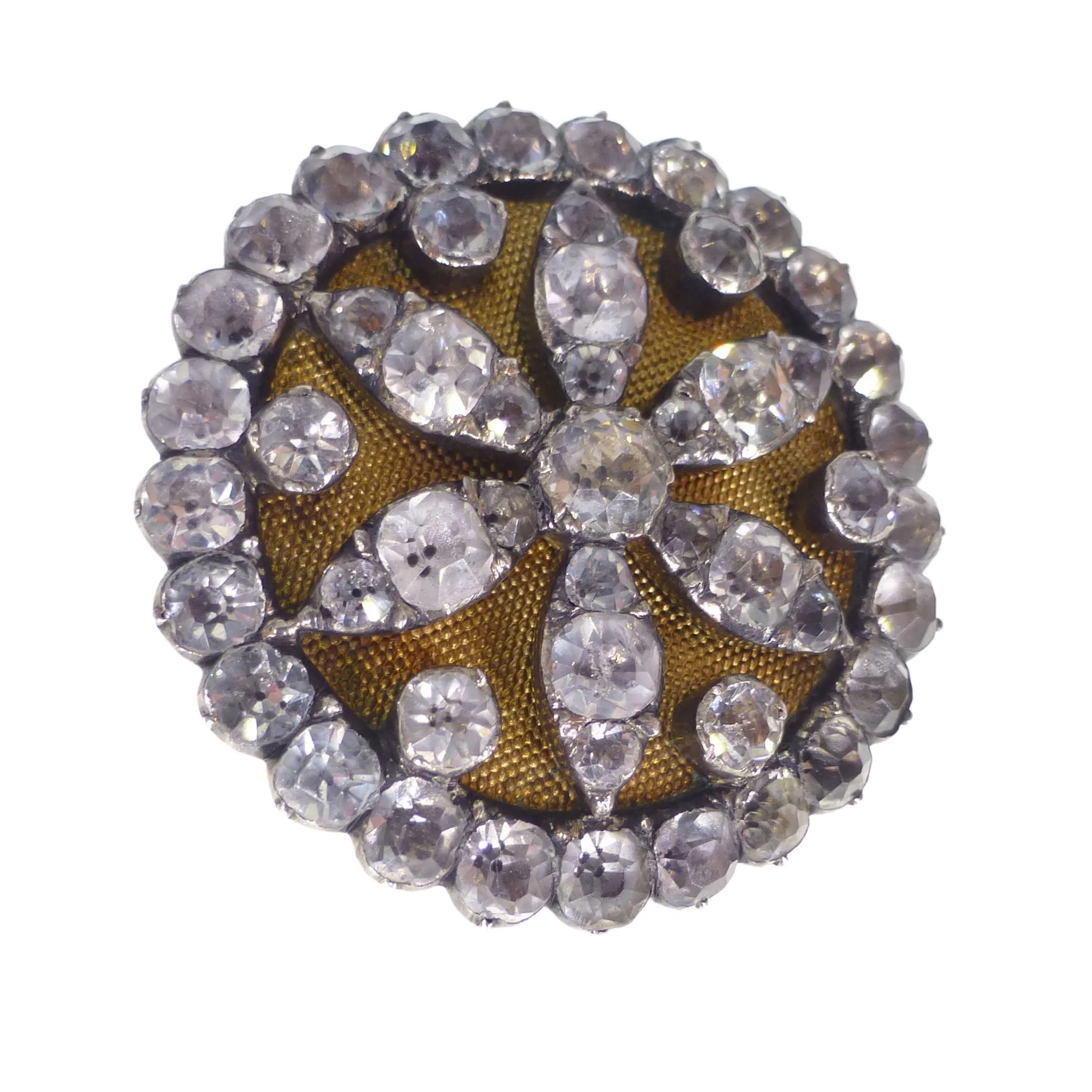 Antique Georgian Black Dot Paste Floral Brooch