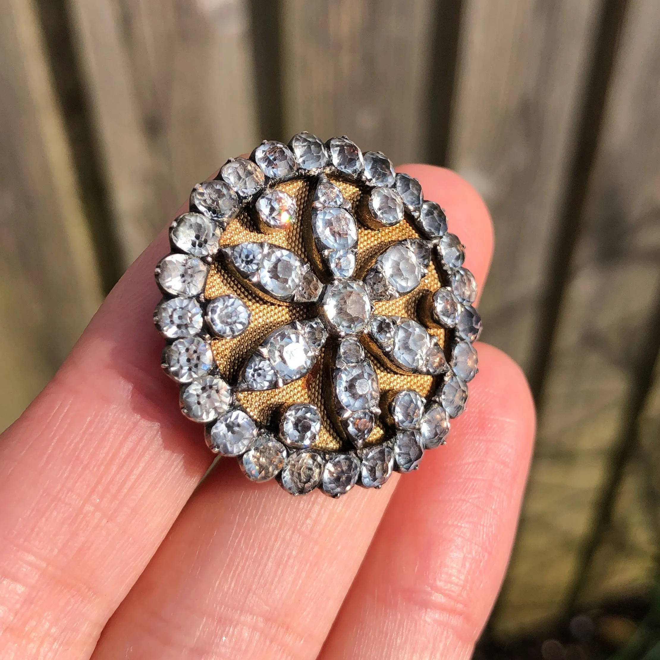 Antique Georgian Black Dot Paste Floral Brooch
