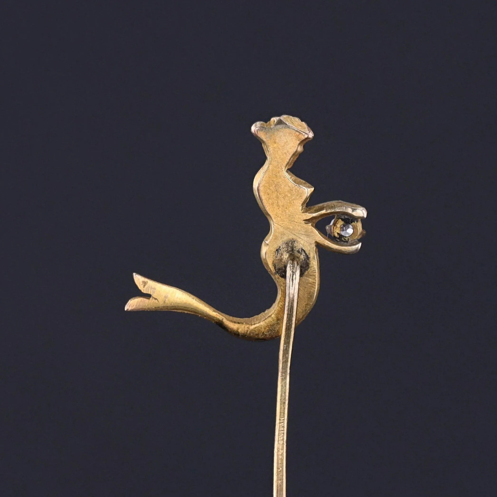 Antique Mermaid Stickpin of 10k Gold