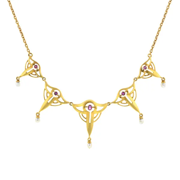 Antique Ruby & Pearl Necklace