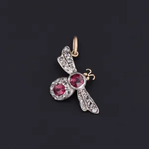 Antique Ruby and Diamond Insect Conversion Charm