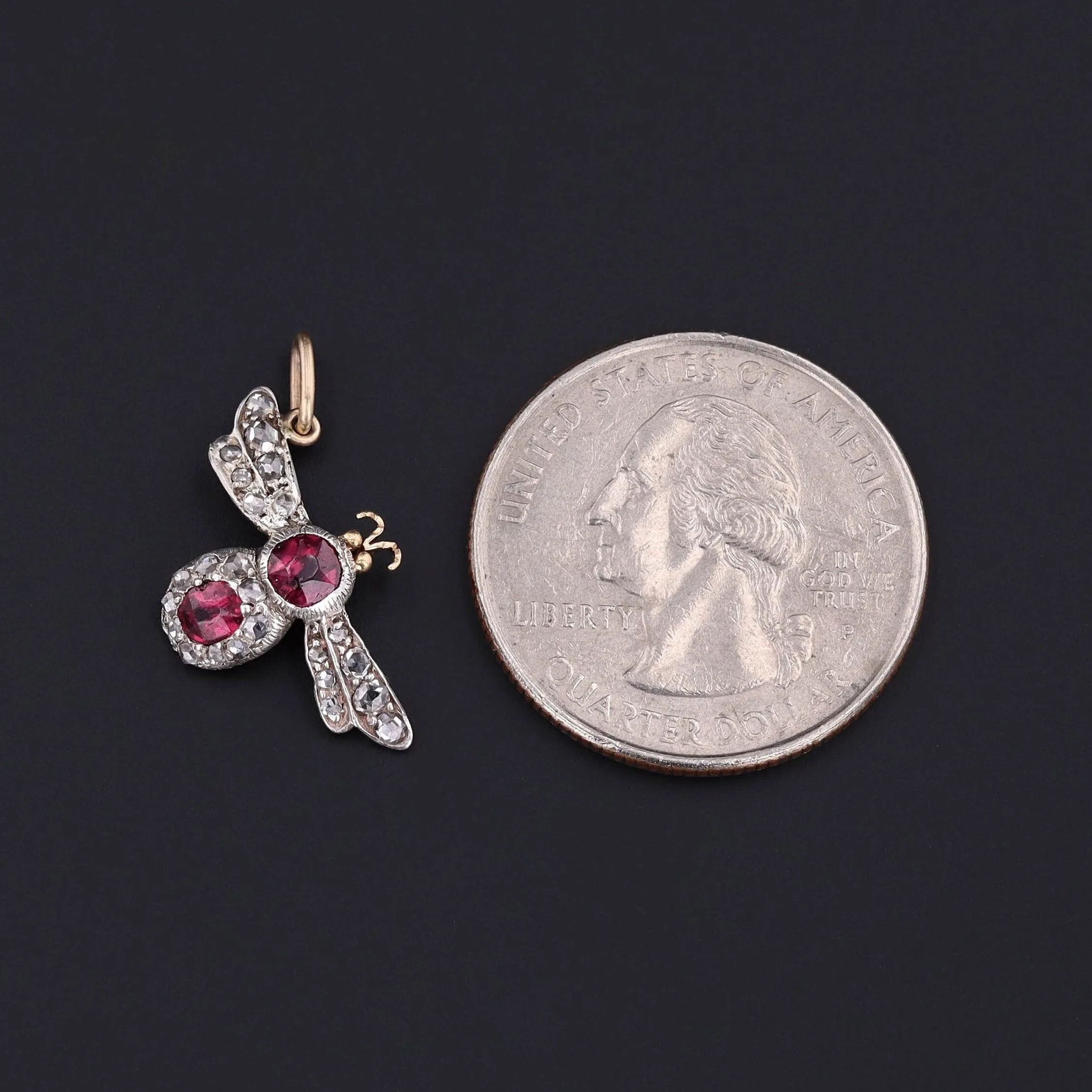 Antique Ruby and Diamond Insect Conversion Charm
