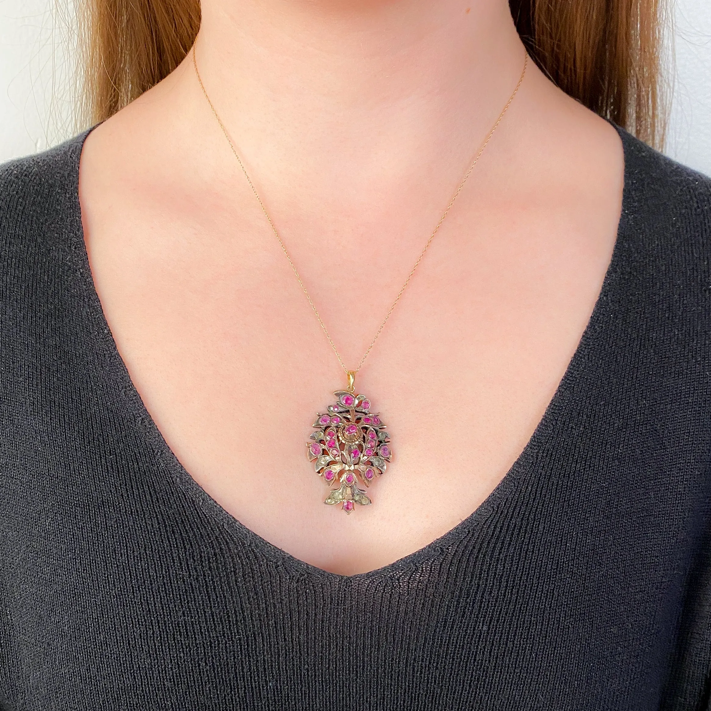 Antique Ruby Pendant of Silver