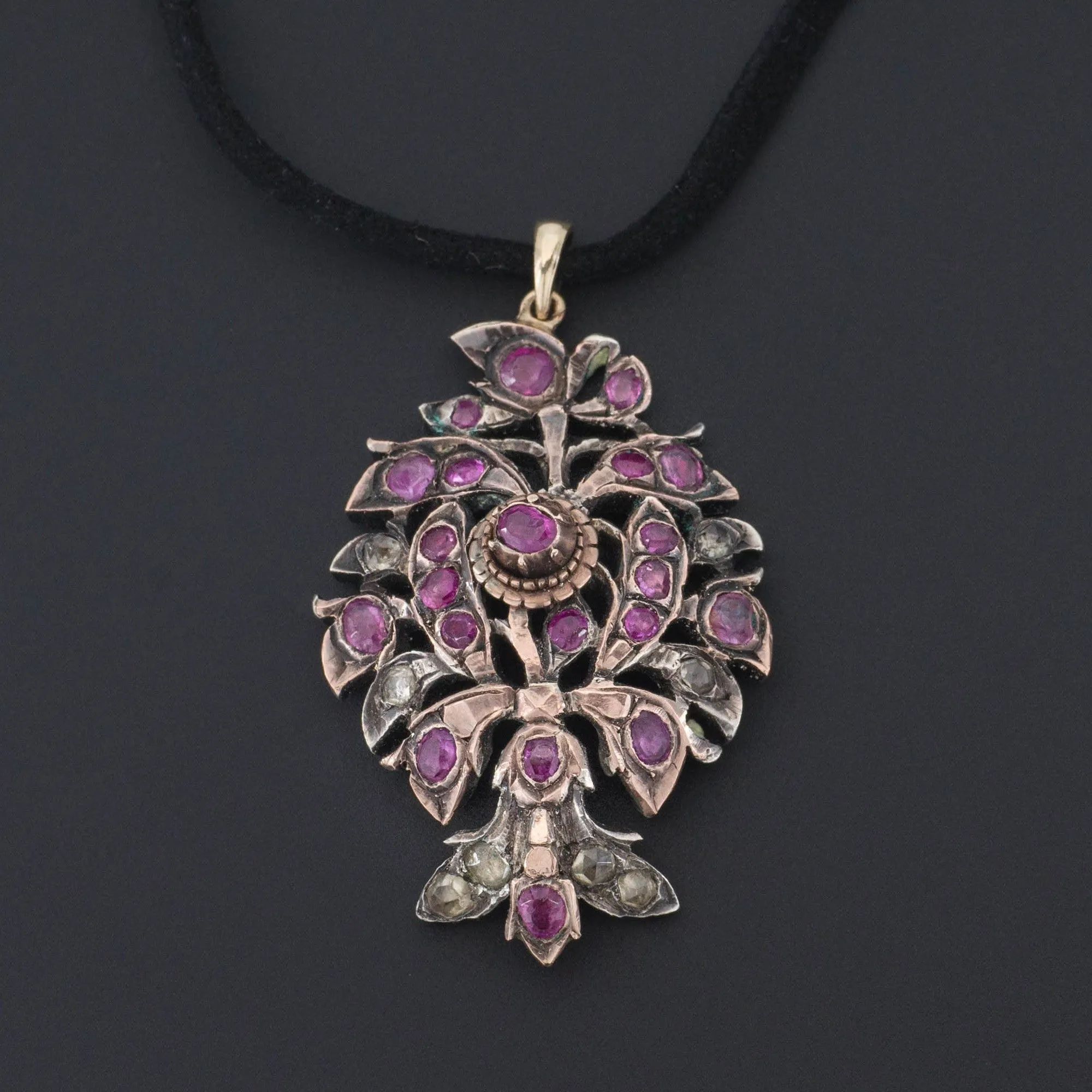Antique Ruby Pendant of Silver