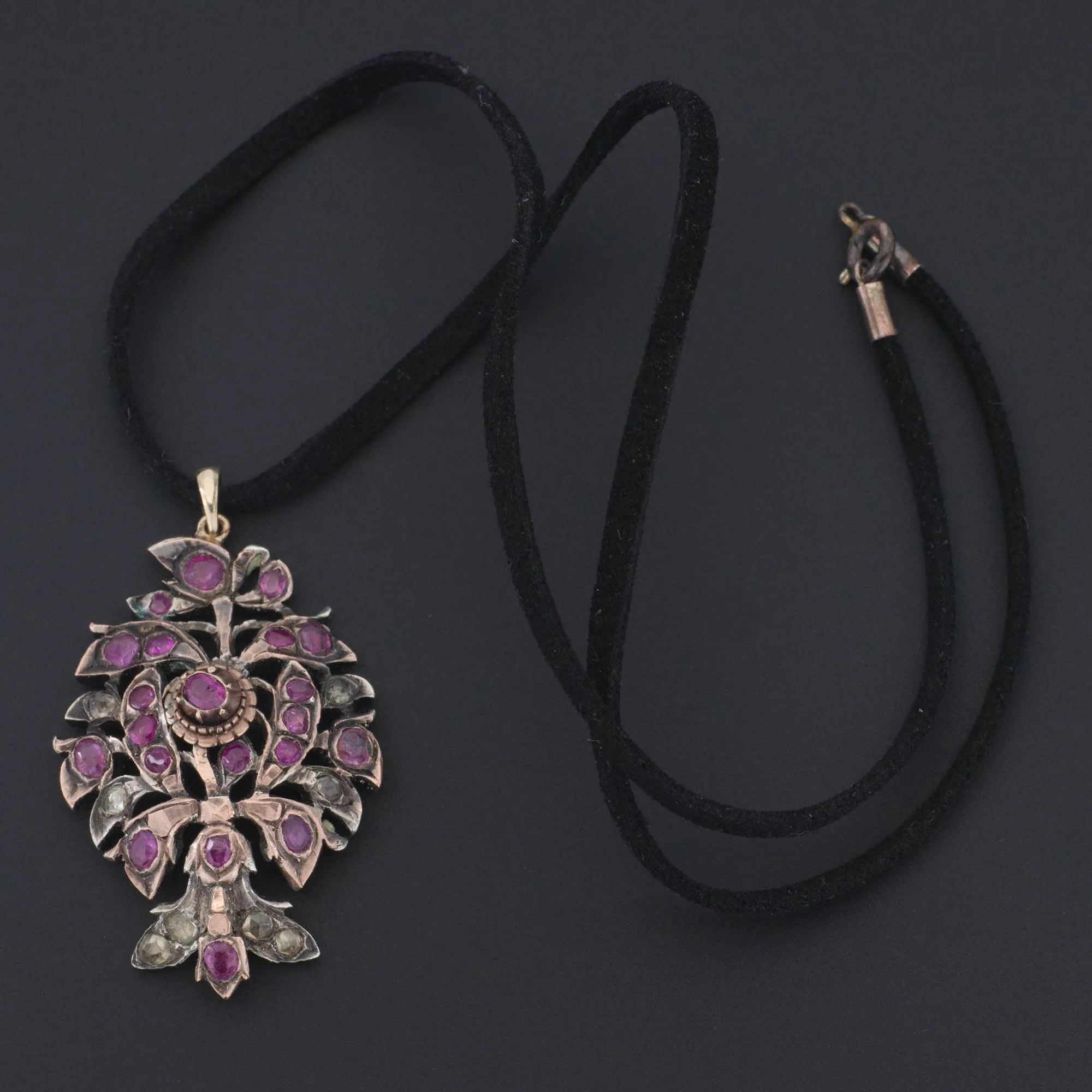 Antique Ruby Pendant of Silver
