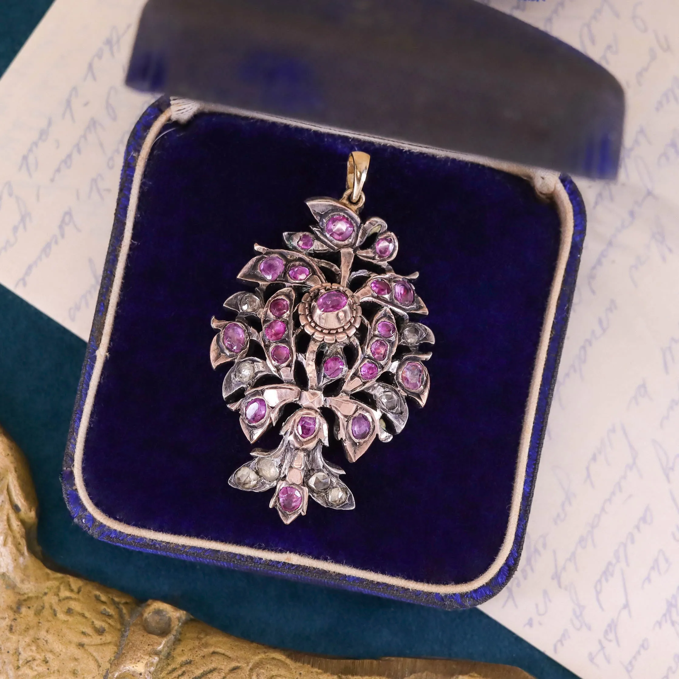 Antique Ruby Pendant of Silver