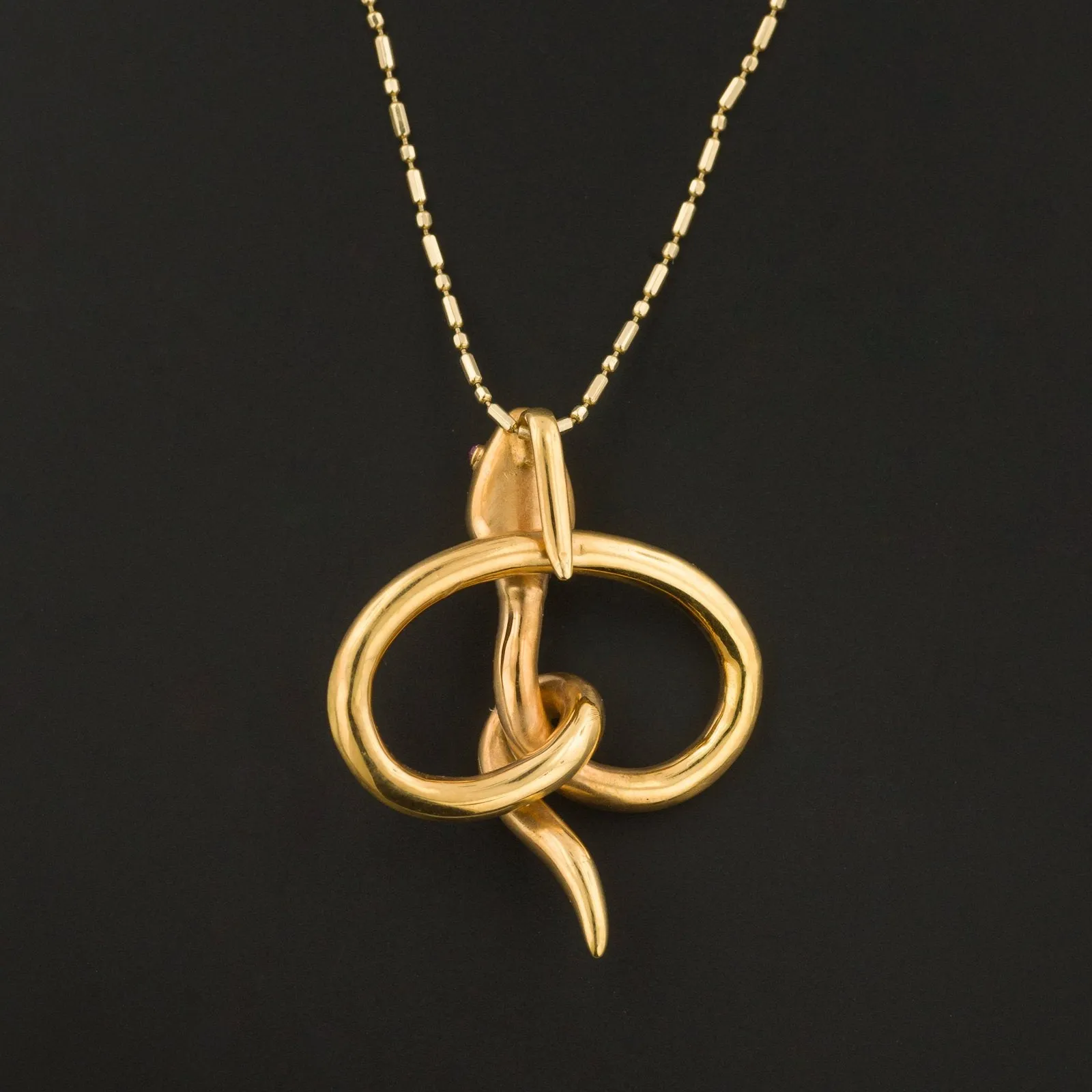 Antique Sapphire & Diamond Snake Pendant | 18k Gold Pin Conversion Pendant