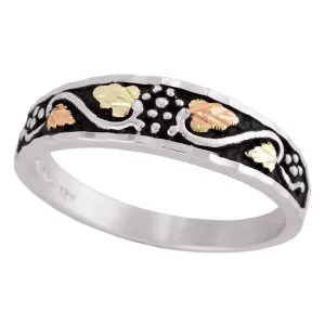 Antiqued Vines II - Sterling Silver Black Hills Gold Mens Ring