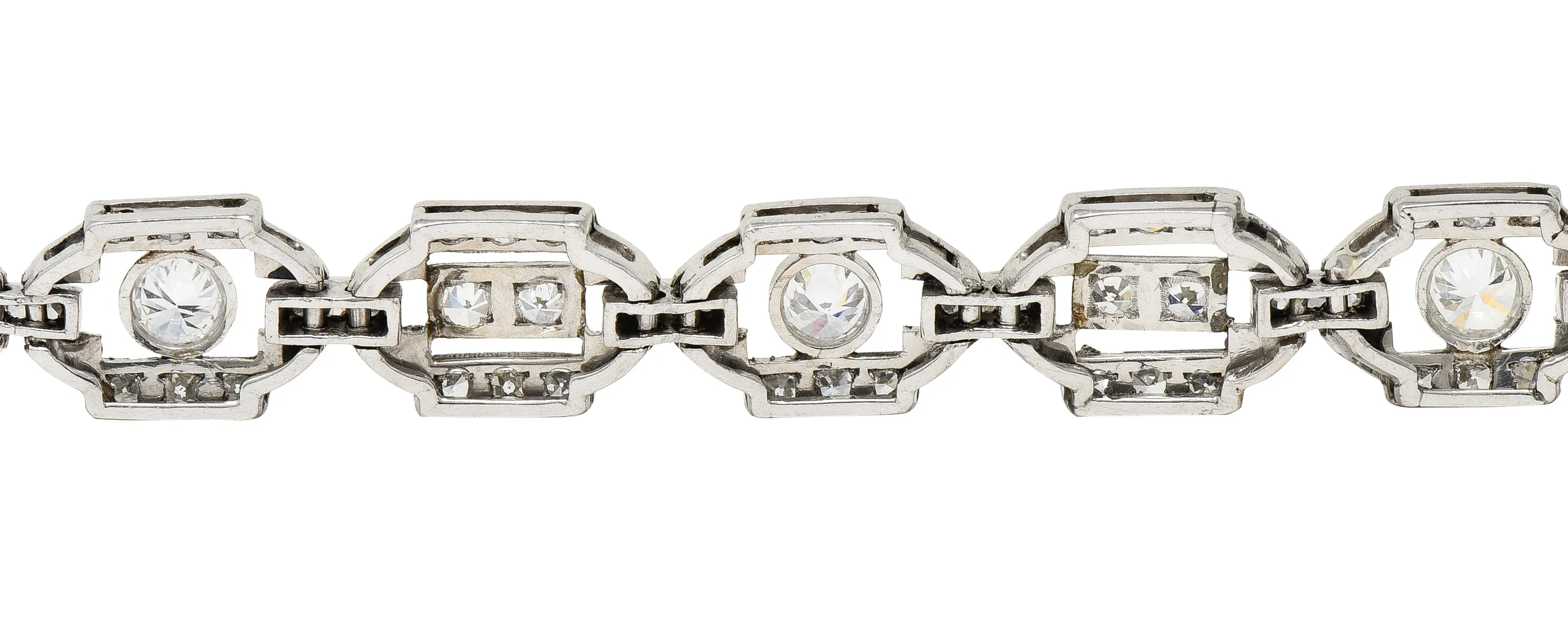 Art Deco Diamond Platinum Geometric Line Bracelet