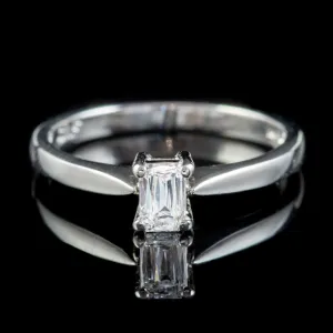 Art Deco Style Diamond Solitaire Engagement Ring Platinum 0.37ct Scissor Cut Diamond With Cert