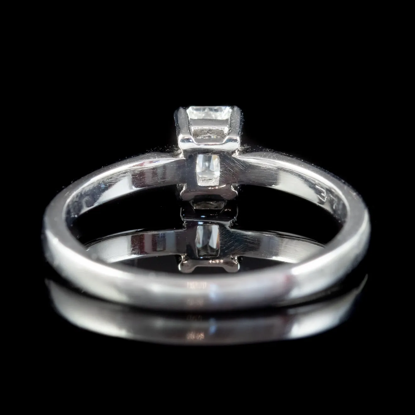 Art Deco Style Diamond Solitaire Engagement Ring Platinum 0.37ct Scissor Cut Diamond With Cert
