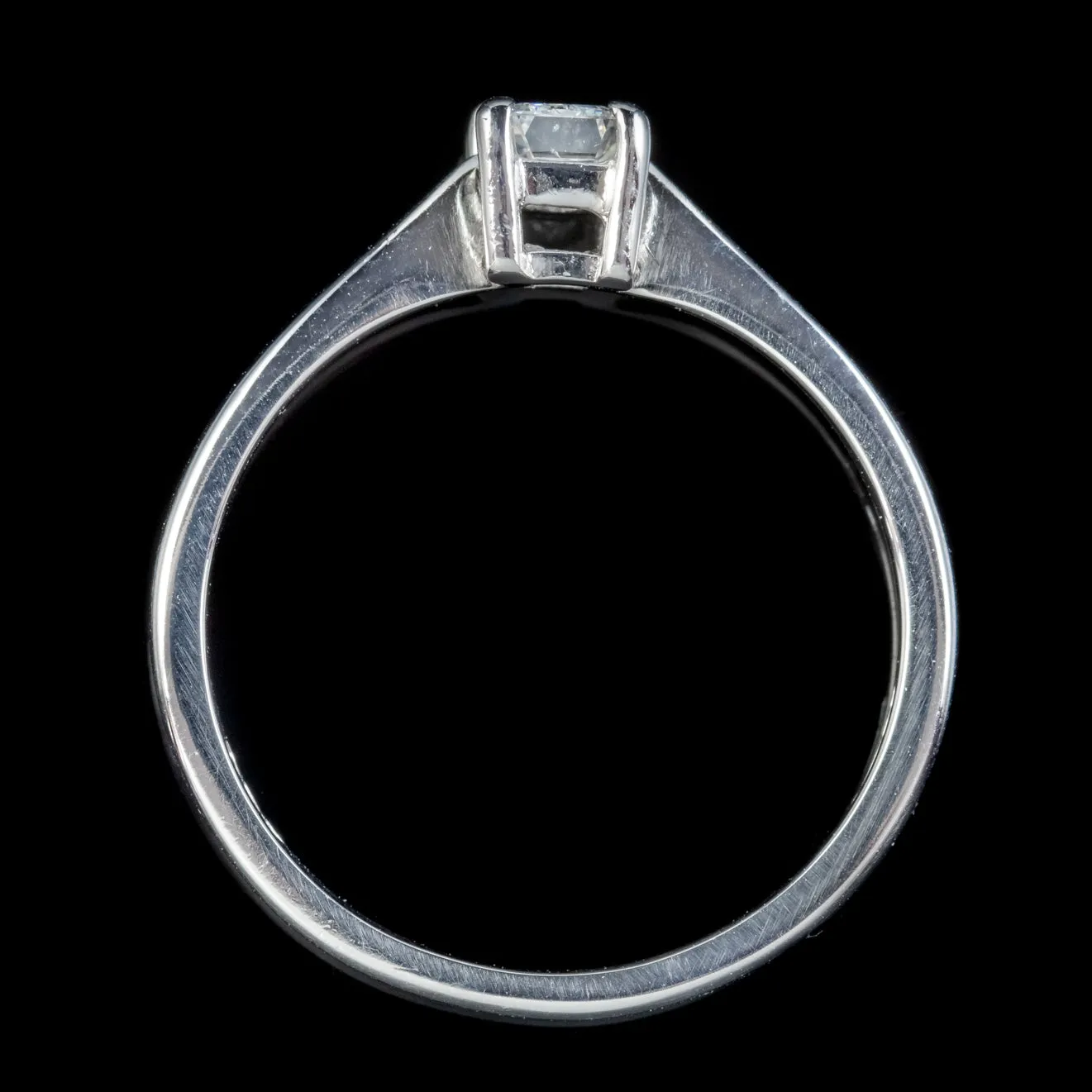 Art Deco Style Diamond Solitaire Engagement Ring Platinum 0.37ct Scissor Cut Diamond With Cert