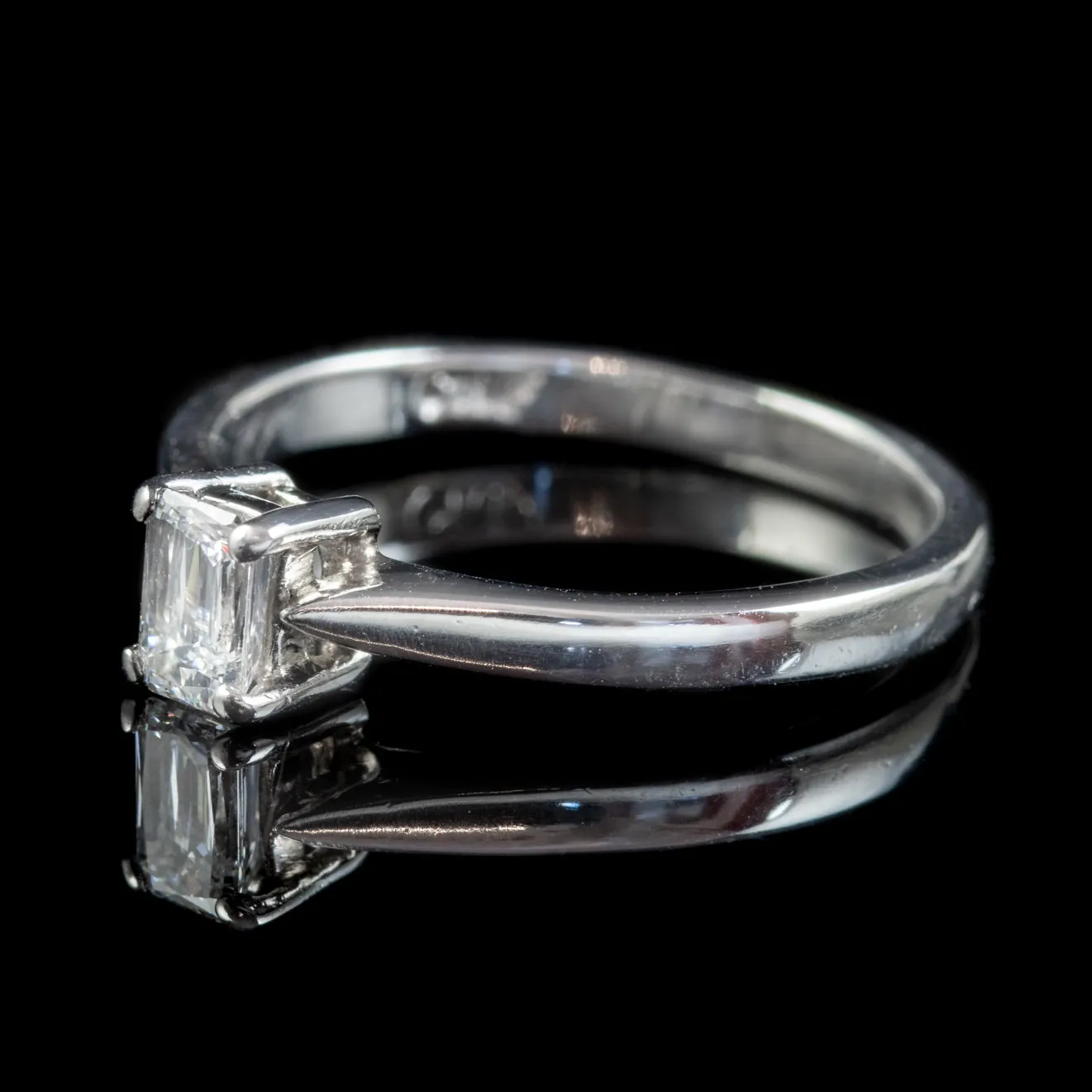 Art Deco Style Diamond Solitaire Engagement Ring Platinum 0.37ct Scissor Cut Diamond With Cert