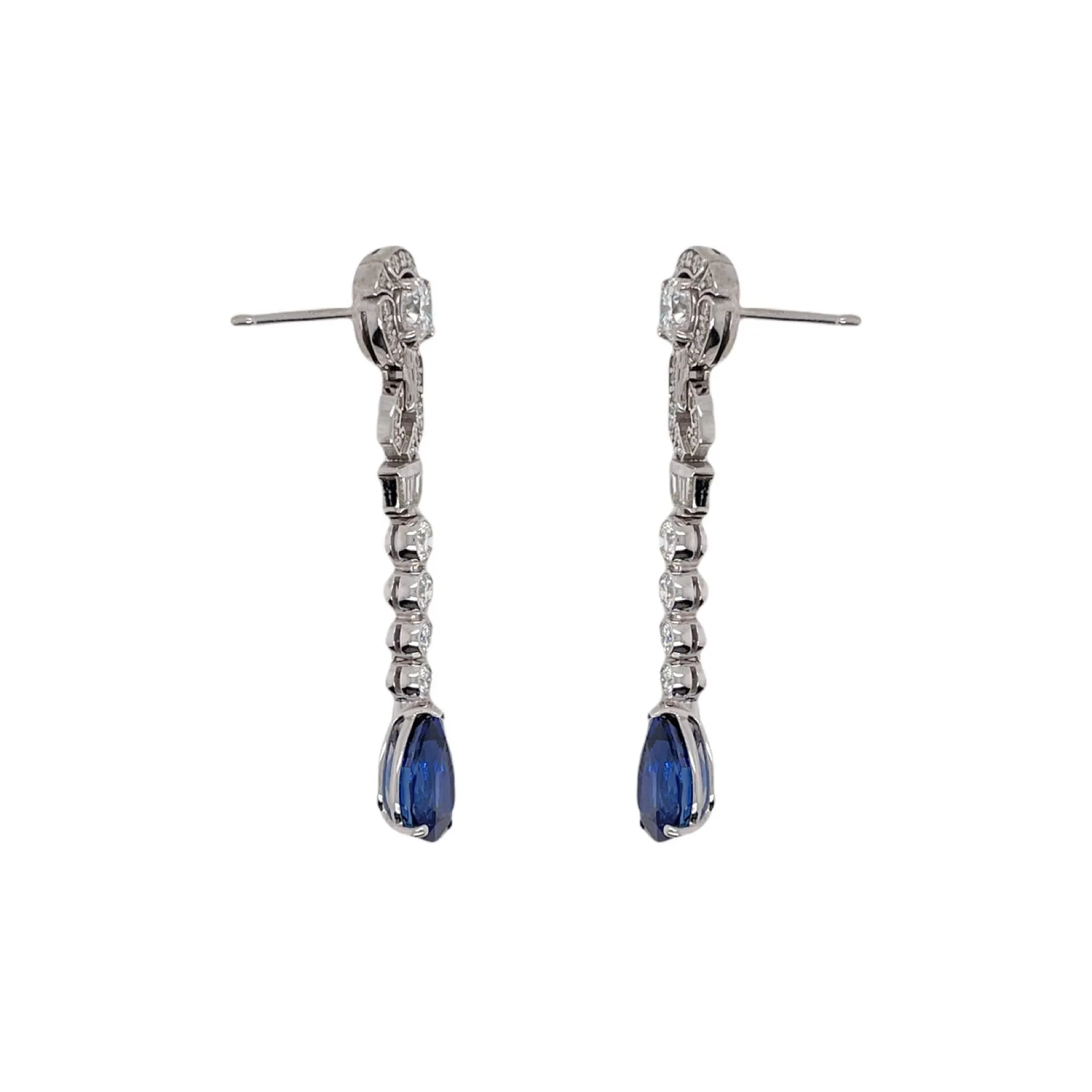 Art Deco Style Sapphire & Diamond Drop Earring