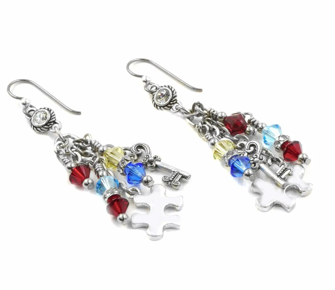 Autism Earrings with Puzzle Pieces