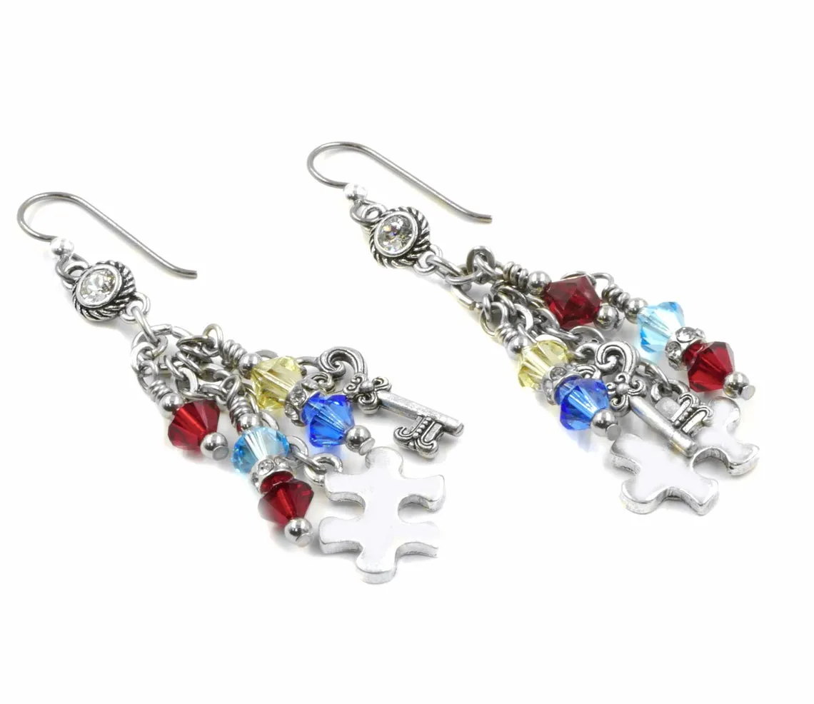 Autism Earrings with Puzzle Pieces