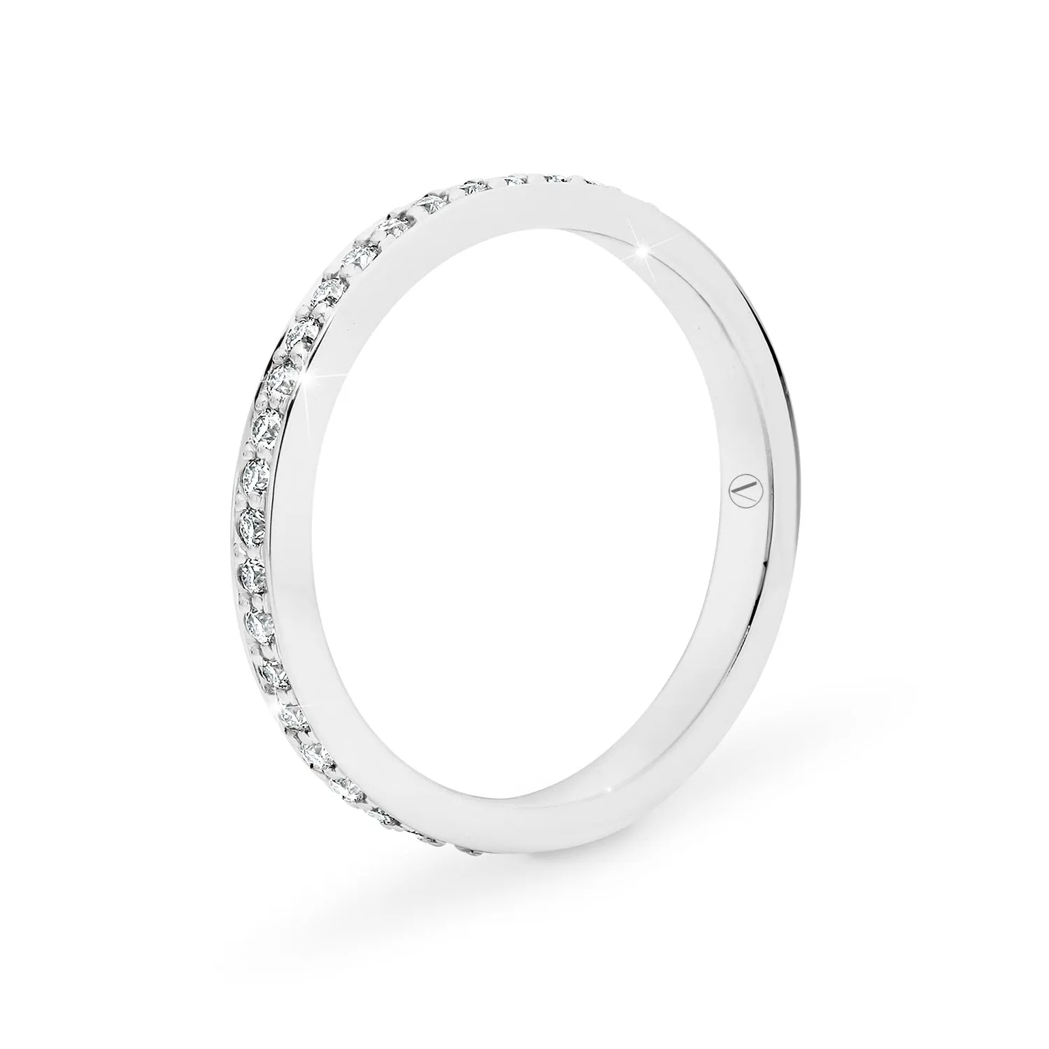 AVA | Bead & Bright-Cut Diamond Ring in Platinum (0.42ct tw.)