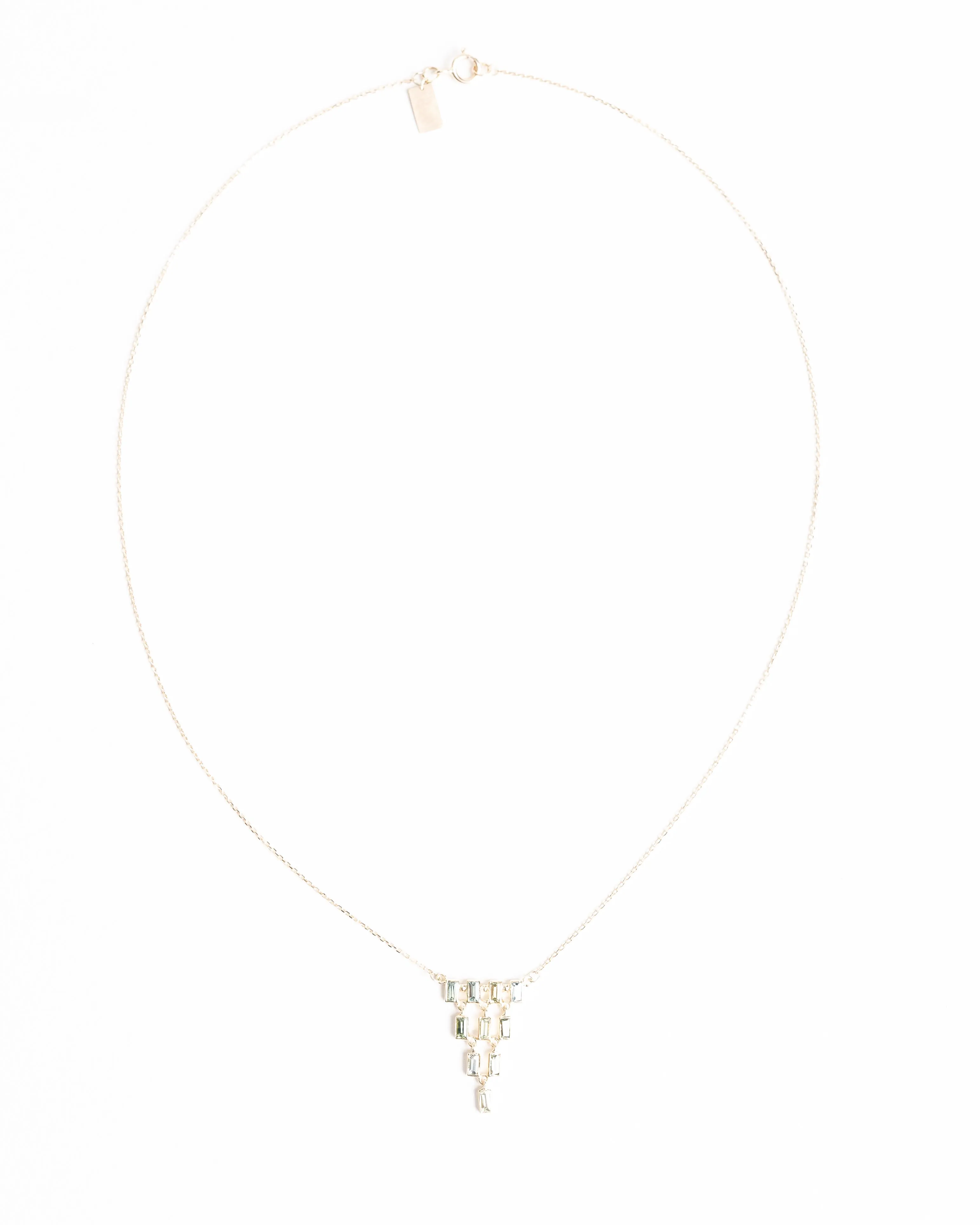 baguette cascade necklace - green sapphire